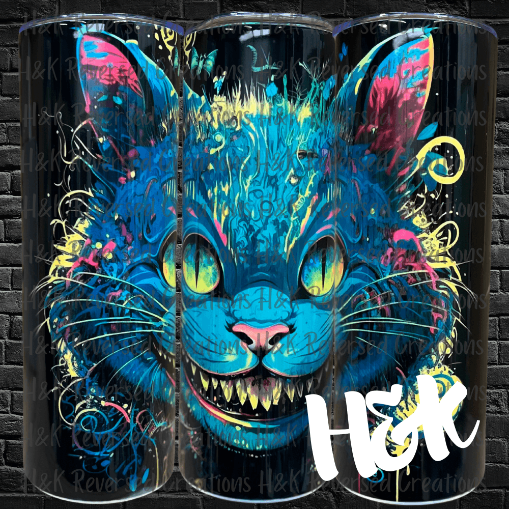 Neon Cheshire Cat Tumbler - H&K Reversed Creations 