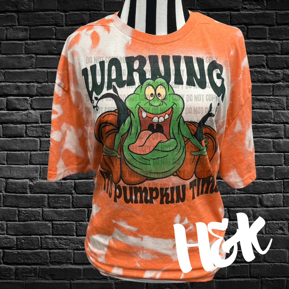 Warning It's Pumpkin Time Bleached Tee - H&K Reversed Creations 