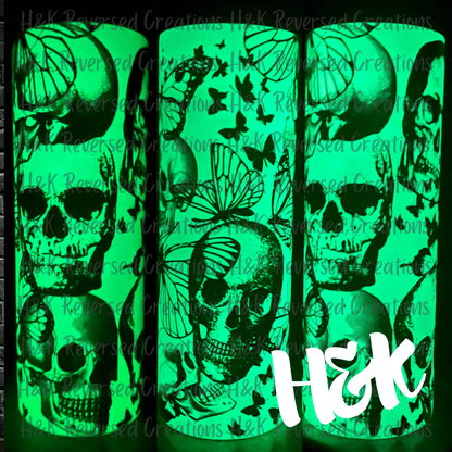 Glow In The Dark Skull Tumbler - H&K Reversed Creations 