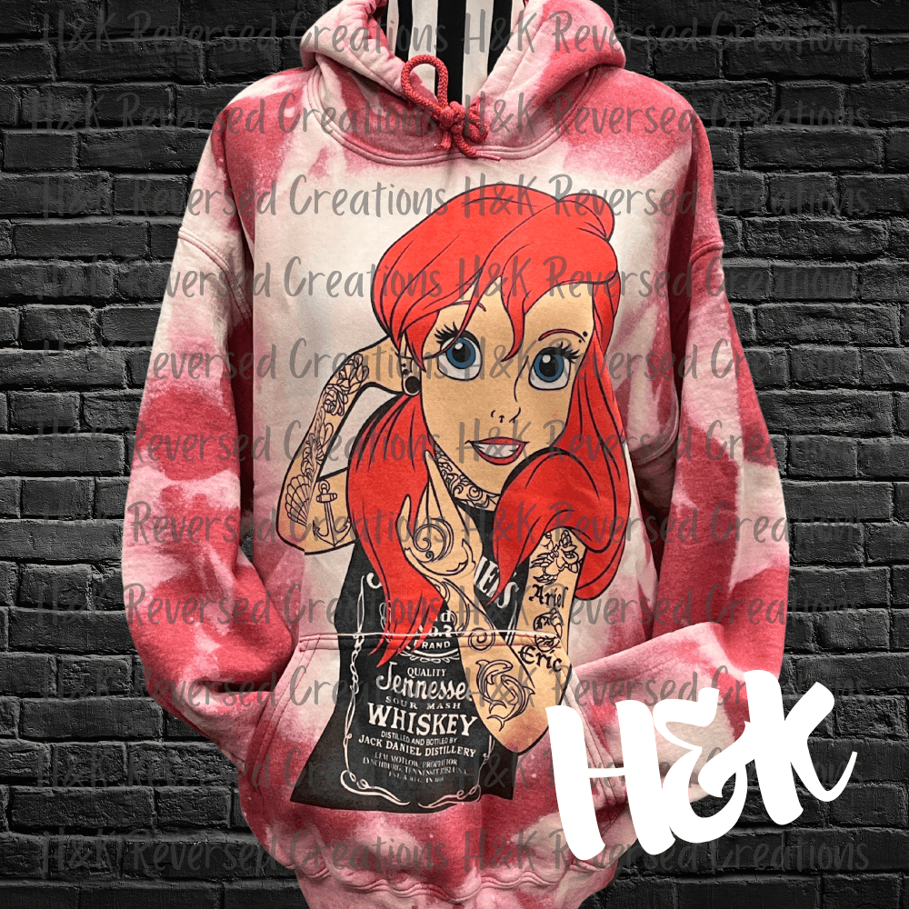 Bleached Red Ariel Hoodie - H&K Reversed Creations 