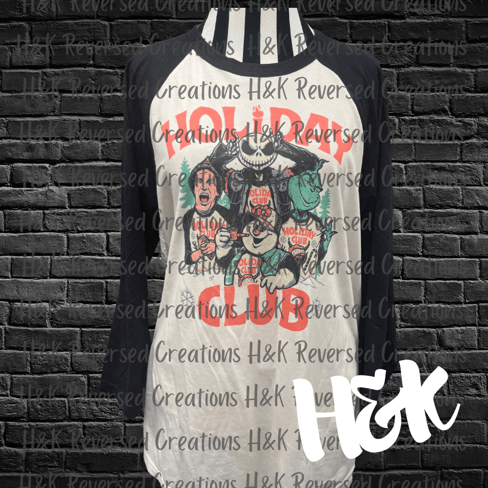 Vintage Style Holiday Club Raglan Shirt - H&K Reversed Creations 