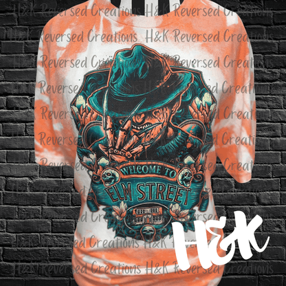 Welcome To Elm Street | Bleached Tee - H&K Reversed Creations 