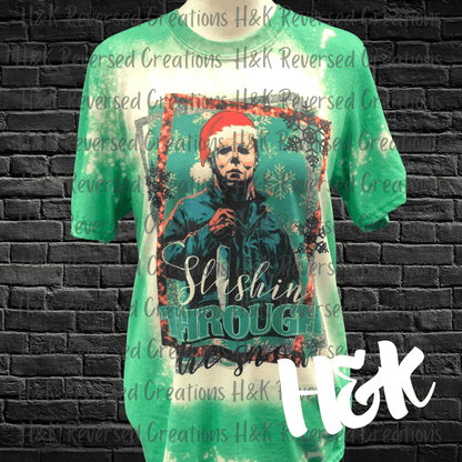 Bleached Michael Myers Slashing Through The Snow Tee - H&K Reversed Creations 