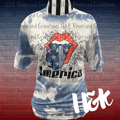 America Tongue Bleached Tee - H&K Reversed Creations 