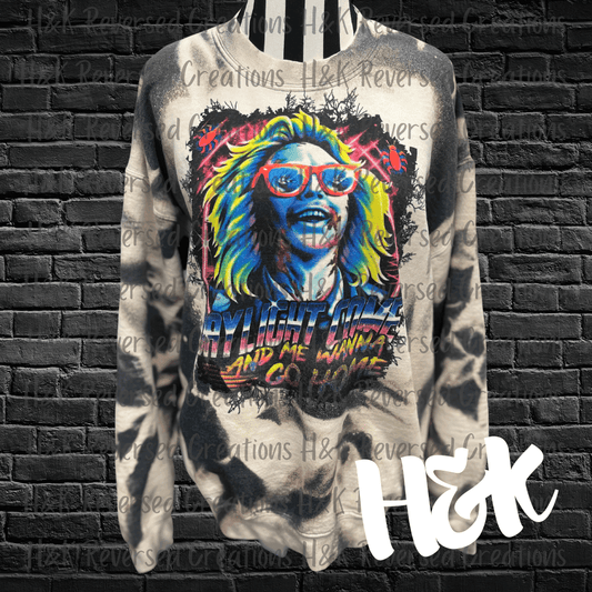 Beetlejuice Bleached Crewneck Sweatshirt - H&K Reversed Creations 