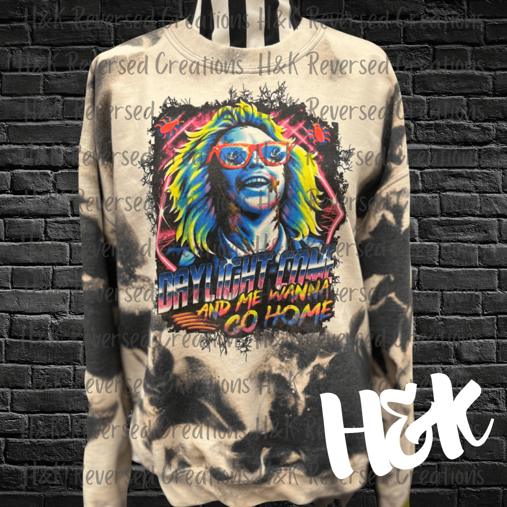 Beetlejuice Bleached Crewneck Sweatshirt - H&K Reversed Creations 