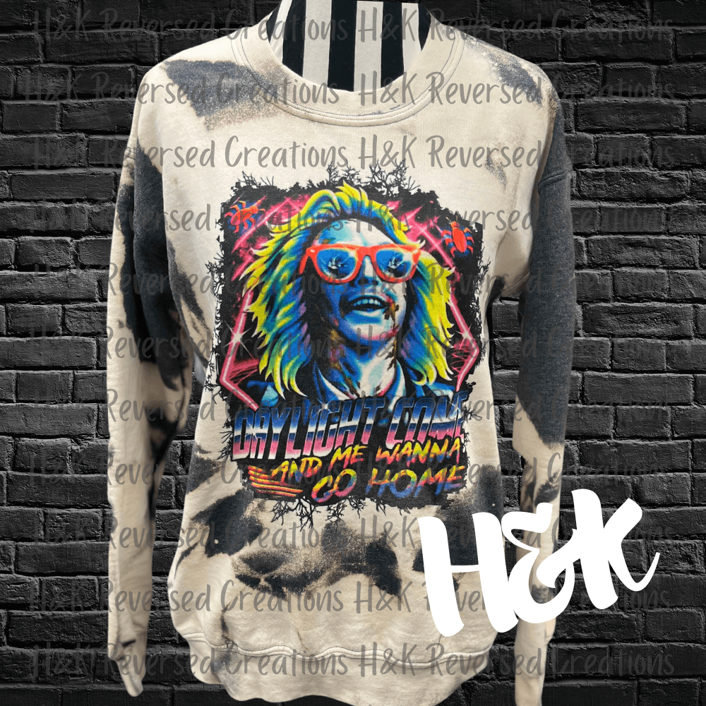 Beetlejuice Bleached Crewneck Sweatshirt - H&K Reversed Creations 