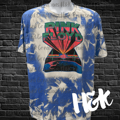 Pink Floyd Blue Bleached T Shirt - H&K Reversed Creations 