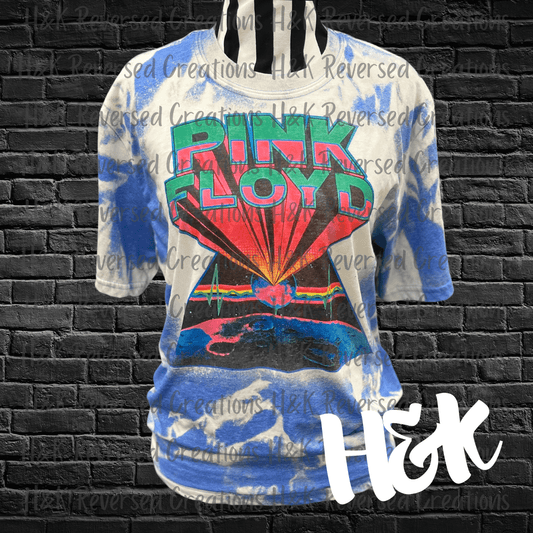 Pink Floyd Blue Bleached T Shirt - H&K Reversed Creations 