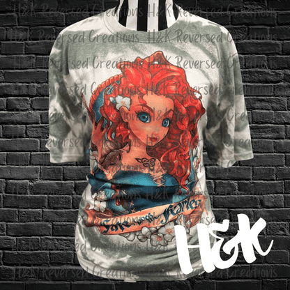 Pin Up Princess Bleached Shirt - H&K Reversed Creations 