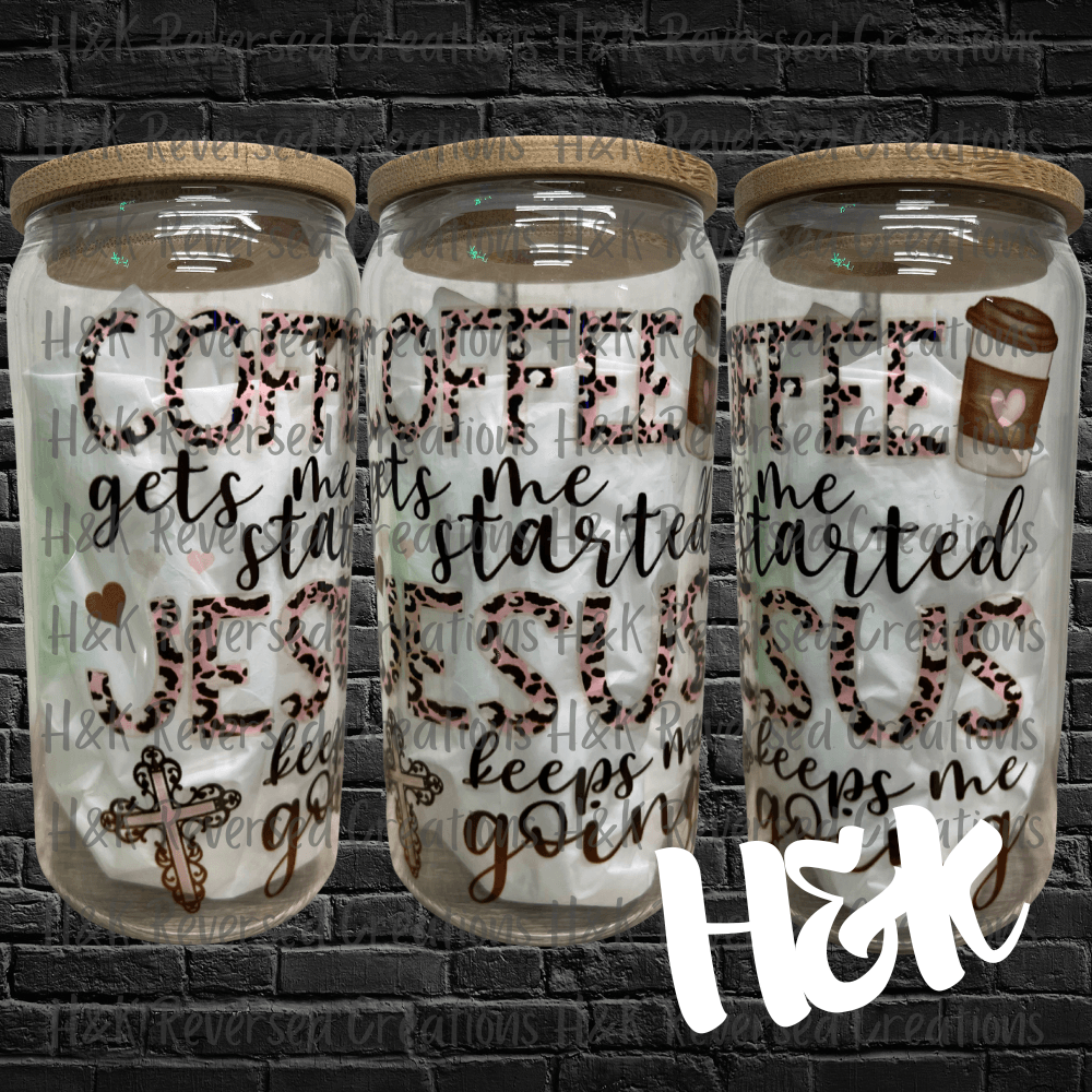 Coffee And Jesus Glass Can - H&K Reversed Creations 