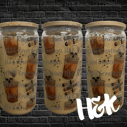 Coffee Skull Glass Can - H&K Reversed Creations 