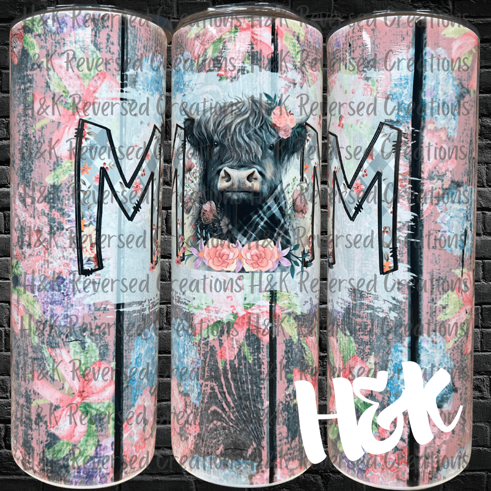 Highland Cow Mom Tumbler - H&K Reversed Creations 