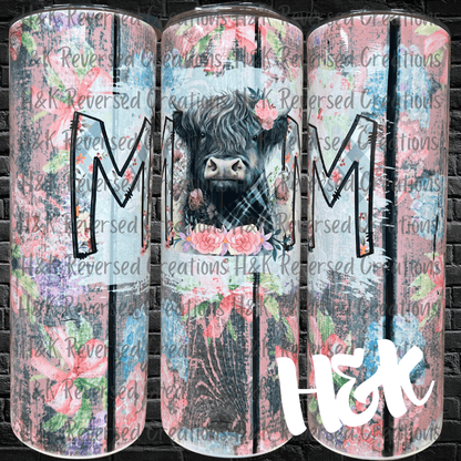 Highland Cow Mom Tumbler - H&K Reversed Creations 