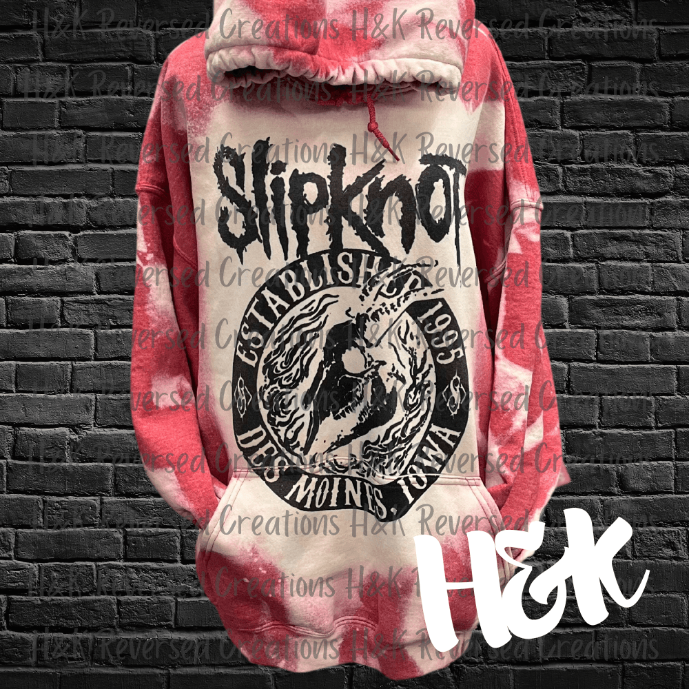 Red Bleached Slipknot Hoodie - H&K Reversed Creations 