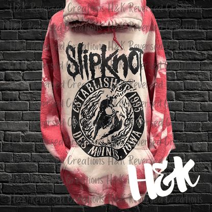 Red Bleached Slipknot Hoodie - H&K Reversed Creations 