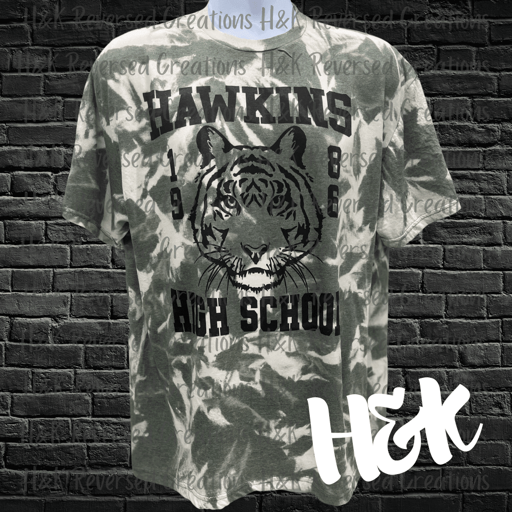 Hawkins High School Bleached Tee - H&K Reversed Creations 