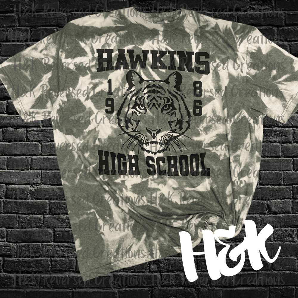 Hawkins High School Bleached Tee - H&K Reversed Creations 