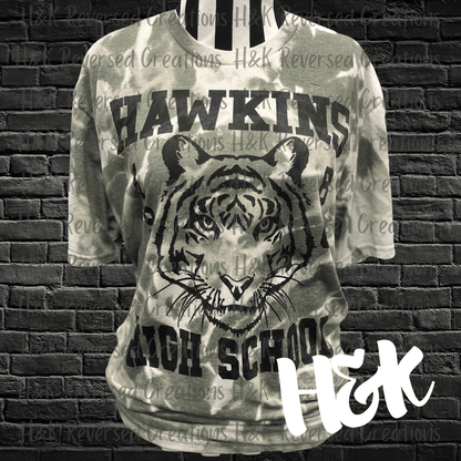 Hawkins High School Bleached Tee - H&K Reversed Creations 