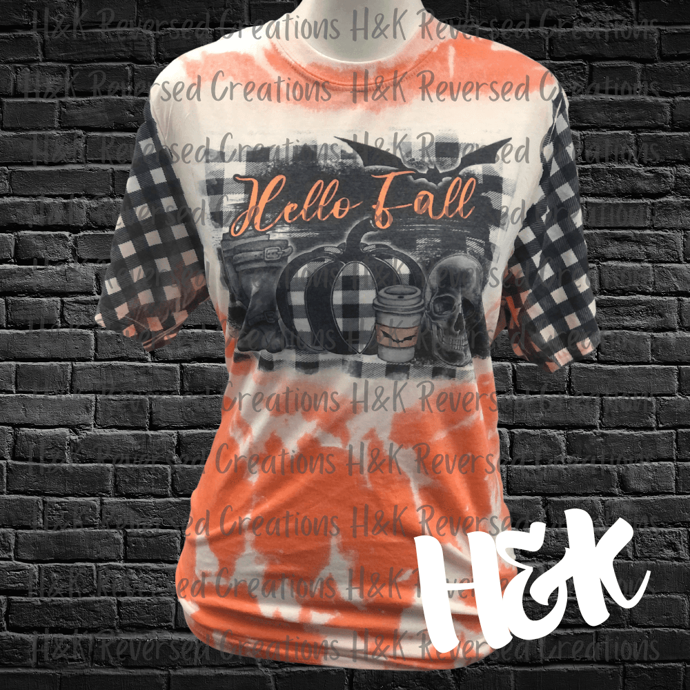 Orange bleached hello fall shirt