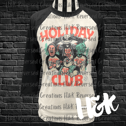 Vintage Style Holiday Club Raglan Shirt - H&K Reversed Creations 