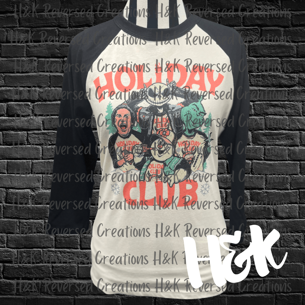 Vintage Style Holiday Club Raglan Shirt - H&K Reversed Creations 