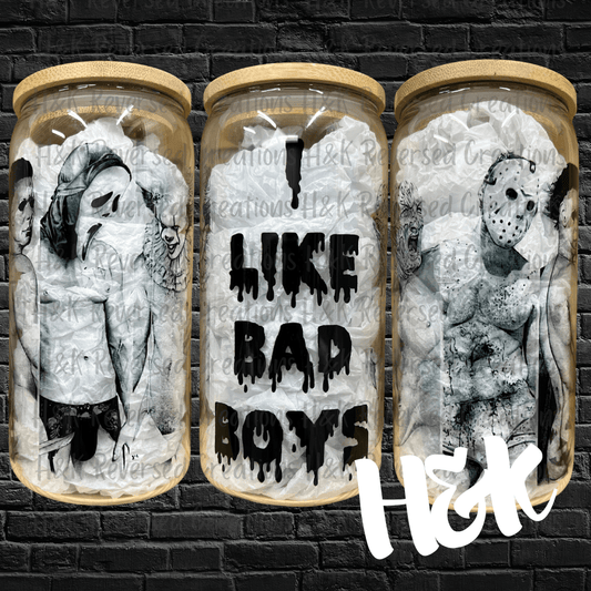 I Like Bad Boys Glass Can - H&K Reversed Creations 