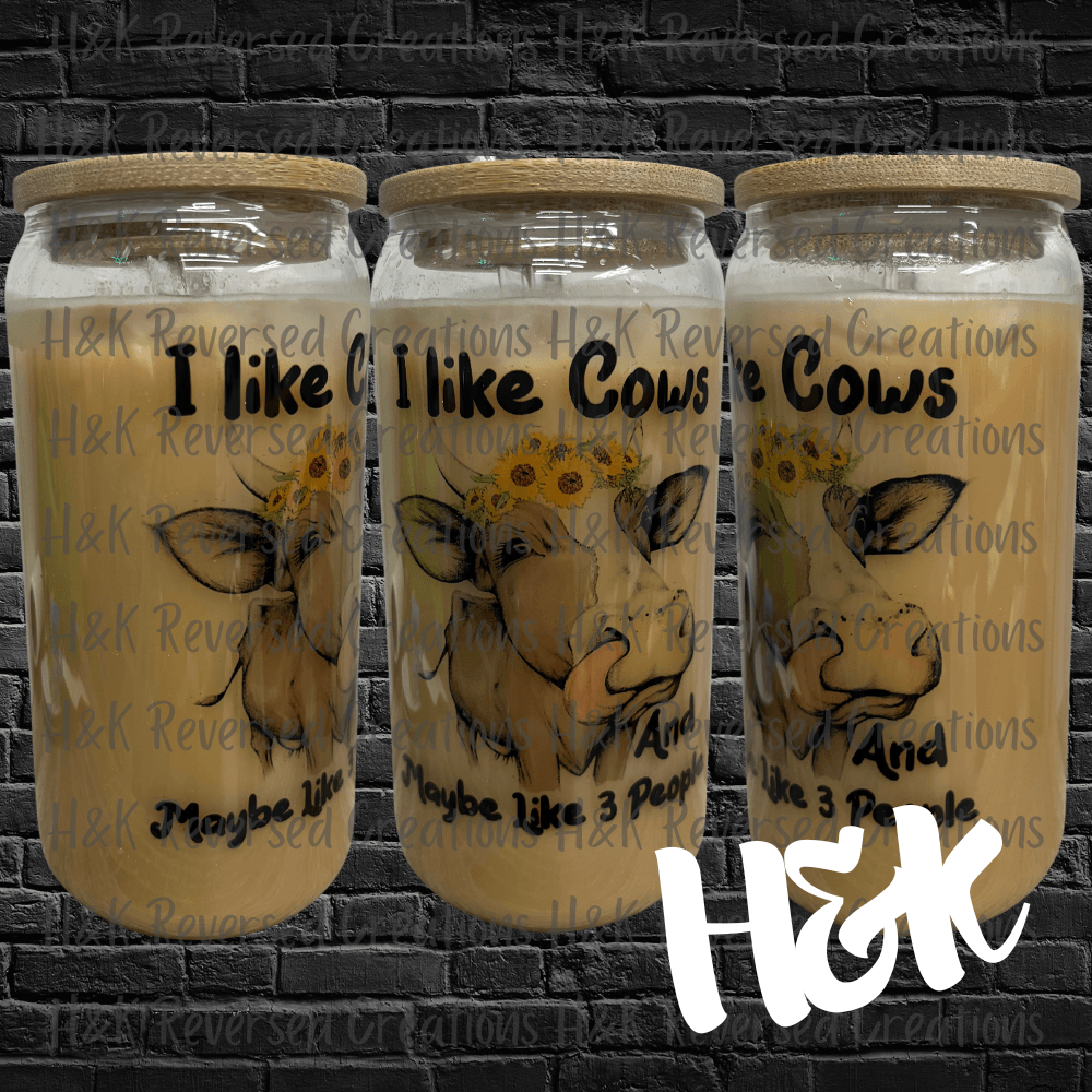 I Like Cows Glass Can - H&K Reversed Creations 