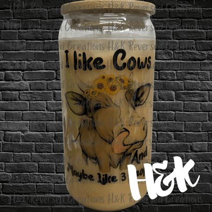 I Like Cows Glass Can - H&K Reversed Creations 
