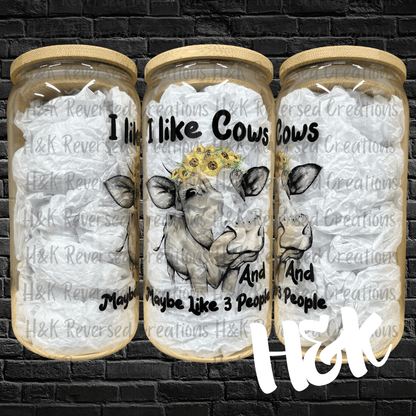 I Like Cows Glass Can - H&K Reversed Creations 