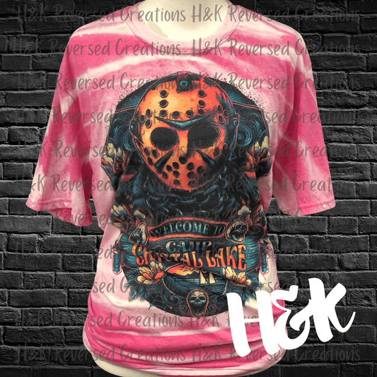 Pink Camp Crystal Lake Jason T-Shirt - H&K Reversed Creations 