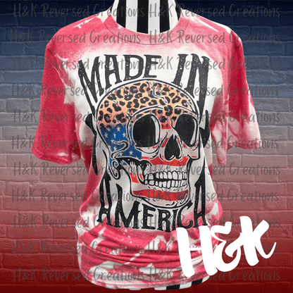 Made In America Skull Bleached Tee - H&K Reversed Creations 