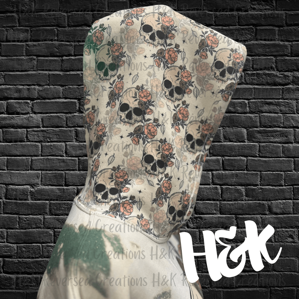 Rose Skellie Bleached Hoodie - H&K Reversed Creations 