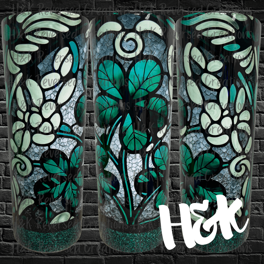 Stained Glass Shamrock Tumbler - H&K Reversed Creations 