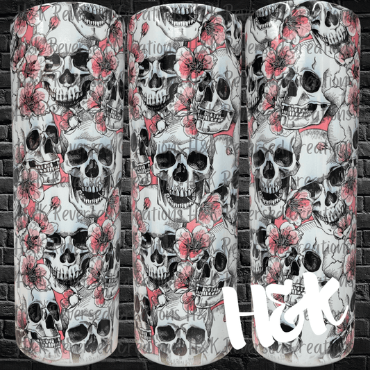 Skulls And Flowers Tumbler - H&K Reversed Creations 