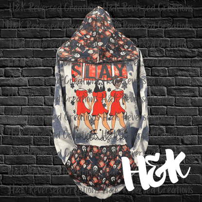 Slay On Christmas Bleached Hoodie - H&K Reversed Creations 