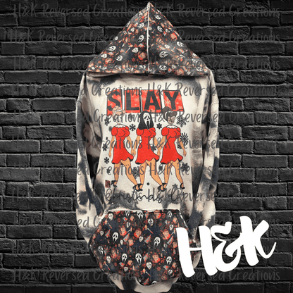 Slay On Christmas Bleached Hoodie - H&K Reversed Creations 