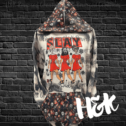 Slay On Christmas Bleached Hoodie - H&K Reversed Creations 