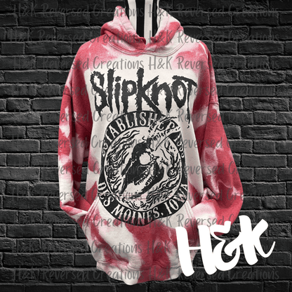 Red Bleached Slipknot Hoodie - H&K Reversed Creations 