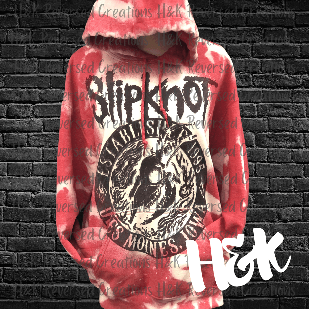 Red Bleached Slipknot Hoodie - H&K Reversed Creations 