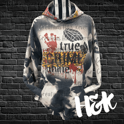 True Crime Junkie Bleached Hoodie - H&K Reversed Creations 