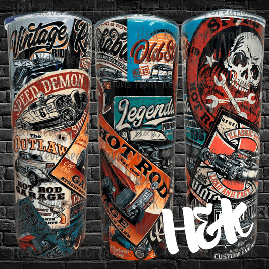Vintage Hotrod Tumbler - H&K Reversed Creations 