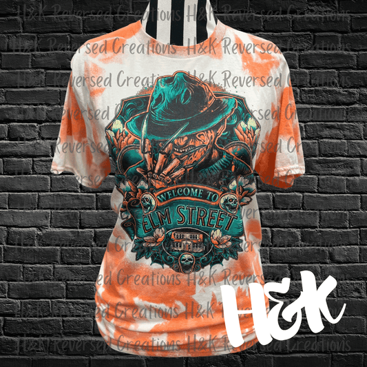 Welcome To Elm Street | Bleached Tee - H&K Reversed Creations 