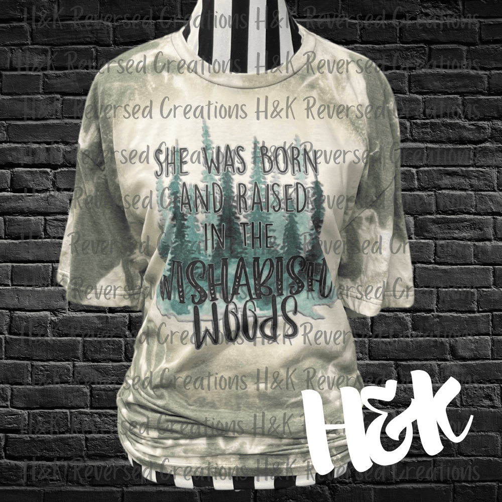 Wish A Bish Woods Green Bleached T-Shirt - H&K Reversed Creations 