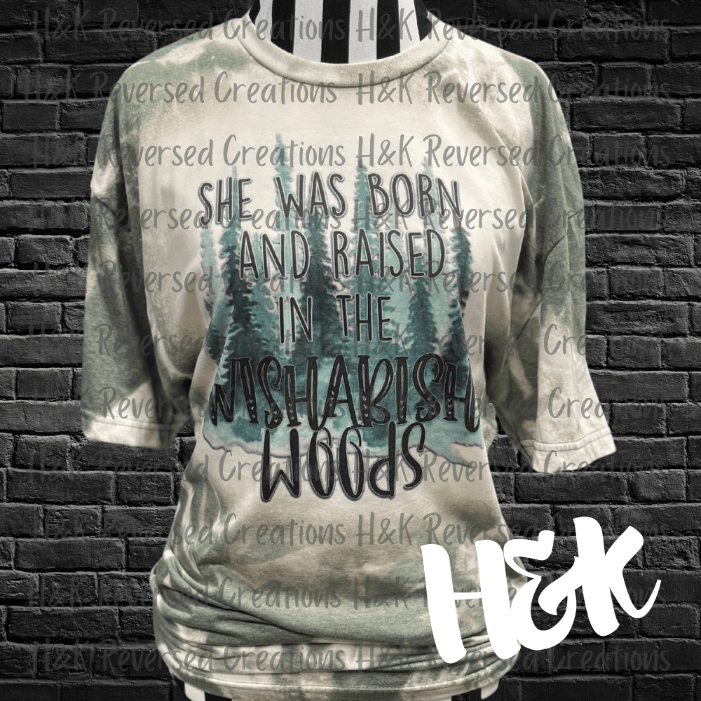 Wish A Bish Woods Green Bleached T-Shirt - H&K Reversed Creations 