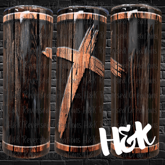 Wooden Cross Tumbler - H&K Reversed Creations 